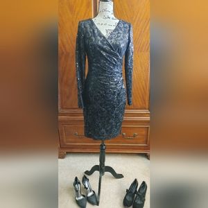 Ralph Lauren black sequined cocktail dress, size 6, NWT